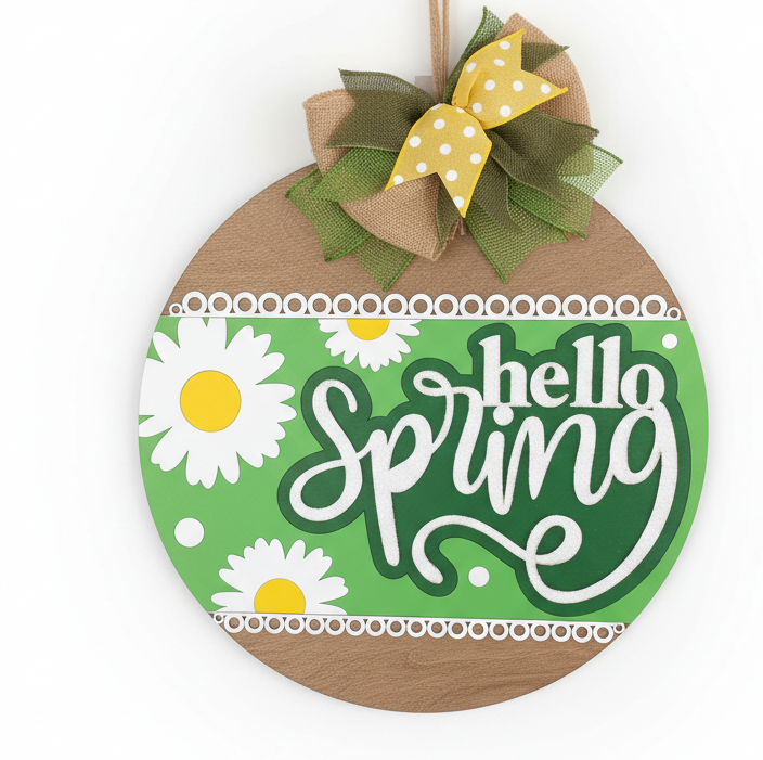 Hello Spring Door Hanger – Daisy Front Door Decor