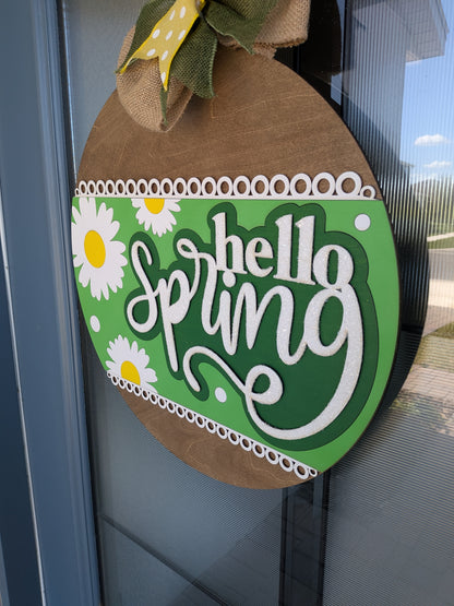 Hello Spring Door Hanger – Daisy Front Door Decor